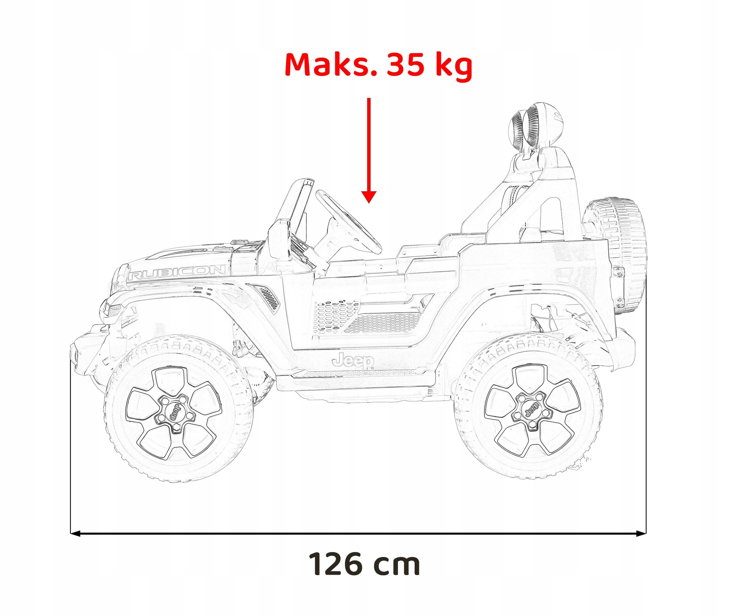 3606b5944b21b411368805995a0c belsilt Jeep Wrangler Rubicon elektrinis automobilis vaikams Czerwony