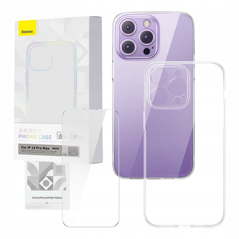 3d9a37f94045b9722e824692299e belsilt Baseus dėklas iPhone telefonui 14 Pro max + grūdintas stiklas