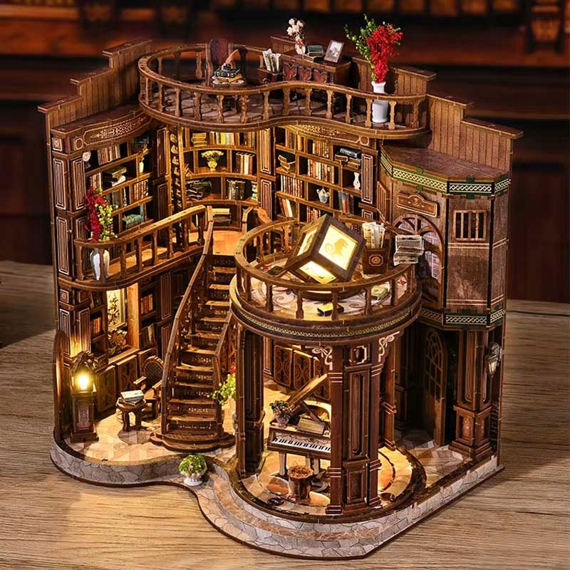 5860e15f4152a55027cfd3b3319f belsilt Book nook 3D dėlionė Baltoji salė su LED apšvietimu modelis 327