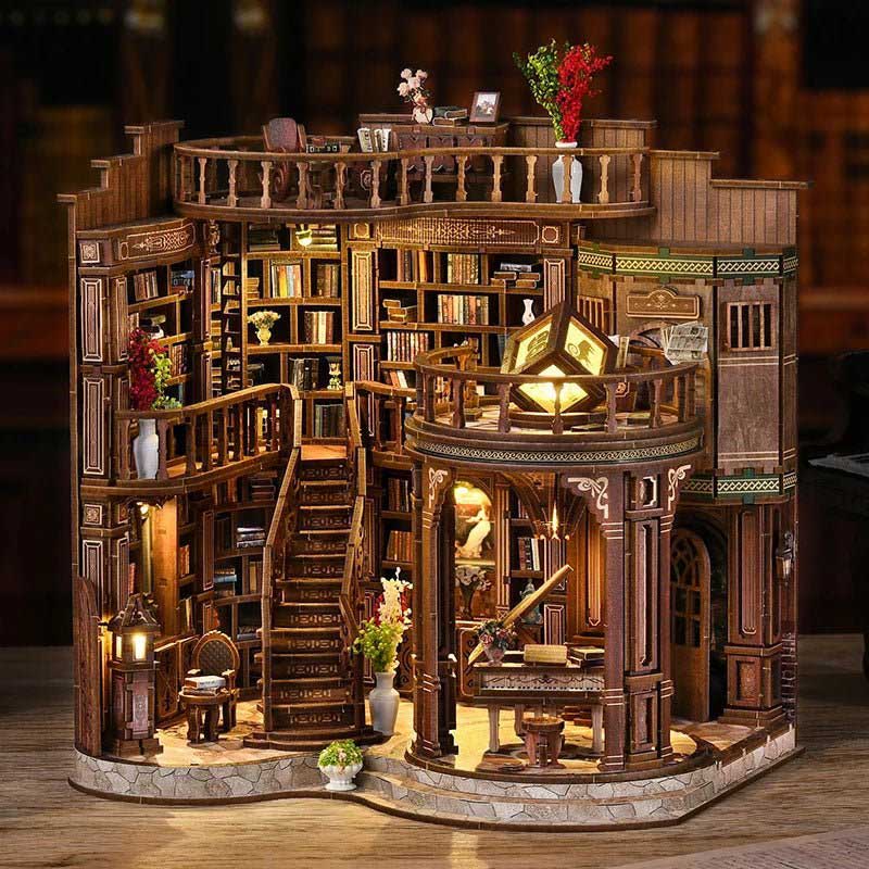 698cf3d74d0595468feff29bd0b6 belsilt Book nook 3D dėlionė Baltoji salė su LED apšvietimu modelis 327