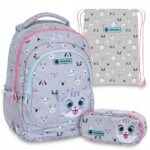 Mokyklinės kuprinės rinkinys AstraBag katės 3 skyriai A4 formatui