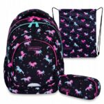 Mokyklinės kuprinės rinkinys AstraBag vienaragio 3 skyriai A4 formatui variantas 2