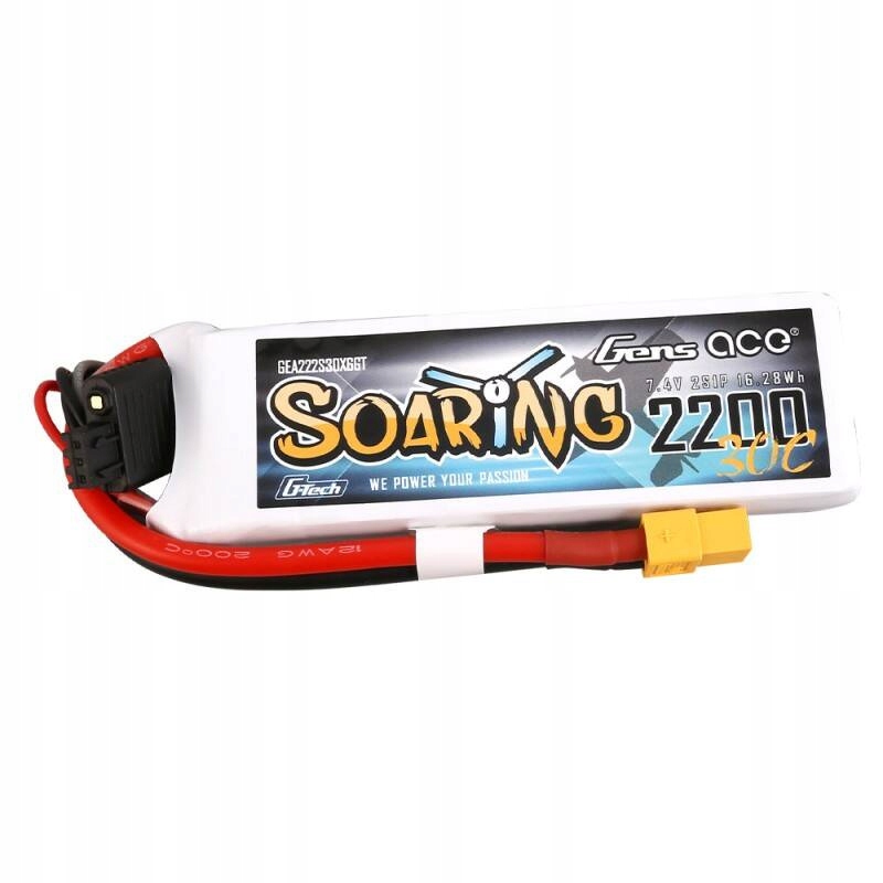 AkumulatorGensAceGTechSoaring2200mAh74V30C2S1PXT60KodproducentaGEA222S30X6GT belsilt Akumuliatorius Gens Ace G Tech Soaring 2200mAh 74V 30C 2S1P XT60