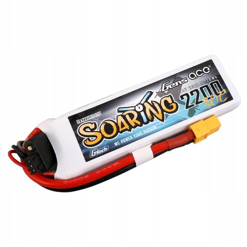 AkumulatorGensAceGTechSoaring2200mAh74V30C2S1PXT60MarkaGensAce belsilt Akumuliatorius Gens Ace G Tech Soaring 2200mAh 74V 30C 2S1P XT60