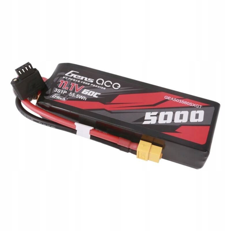 AkumulatorGensaceGTech5000mAh111V60C3S1PLipozkonektoremXT60MarkaGensAce belsilt Akumuliatorius Gens Ace G Tech 5000mAh 111V 60C 3S1P LiPo su konektorem XT60