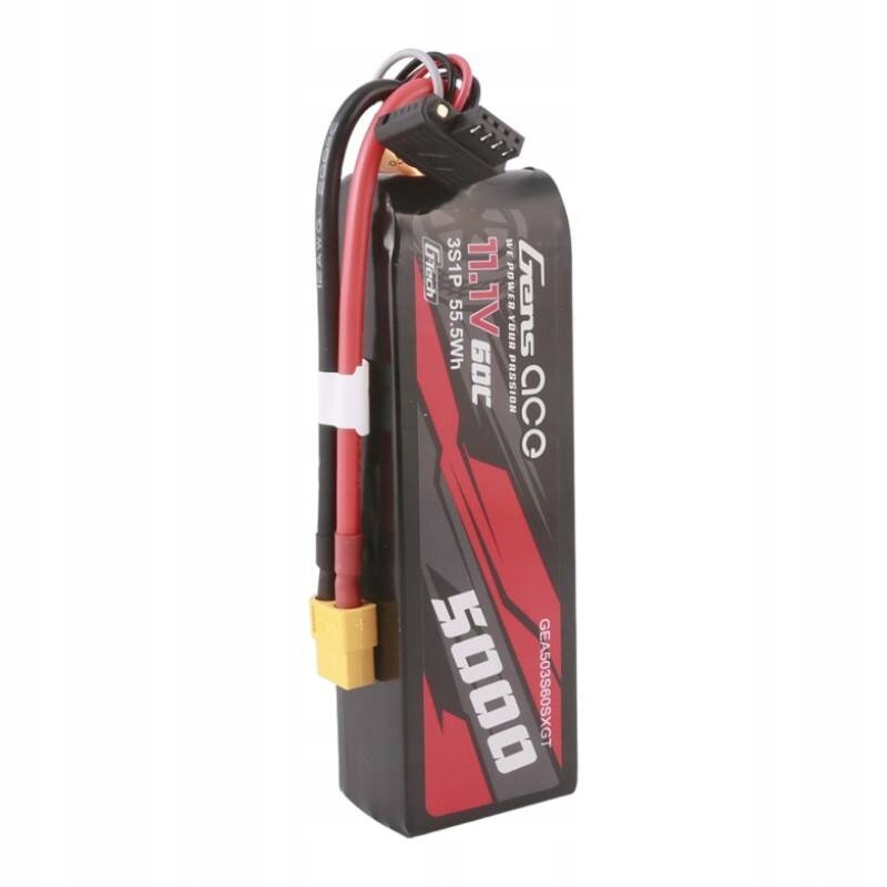 AkumulatorGensaceGTech5000mAh111V60C3S1PLipozkonektoremXT60Pojemnoscakumulatora5000mAh belsilt Akumuliatorius Gens Ace G Tech 5000mAh 111V 60C 3S1P LiPo su konektorem XT60