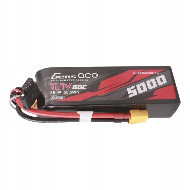 AkumulatorGensaceGTech5000mAh111V60C3S1PLipozkonektoremXT60 belsilt Akumuliatorius Gens Ace G Tech 5000mAh 111V 60C 3S1P LiPo su konektorem XT60