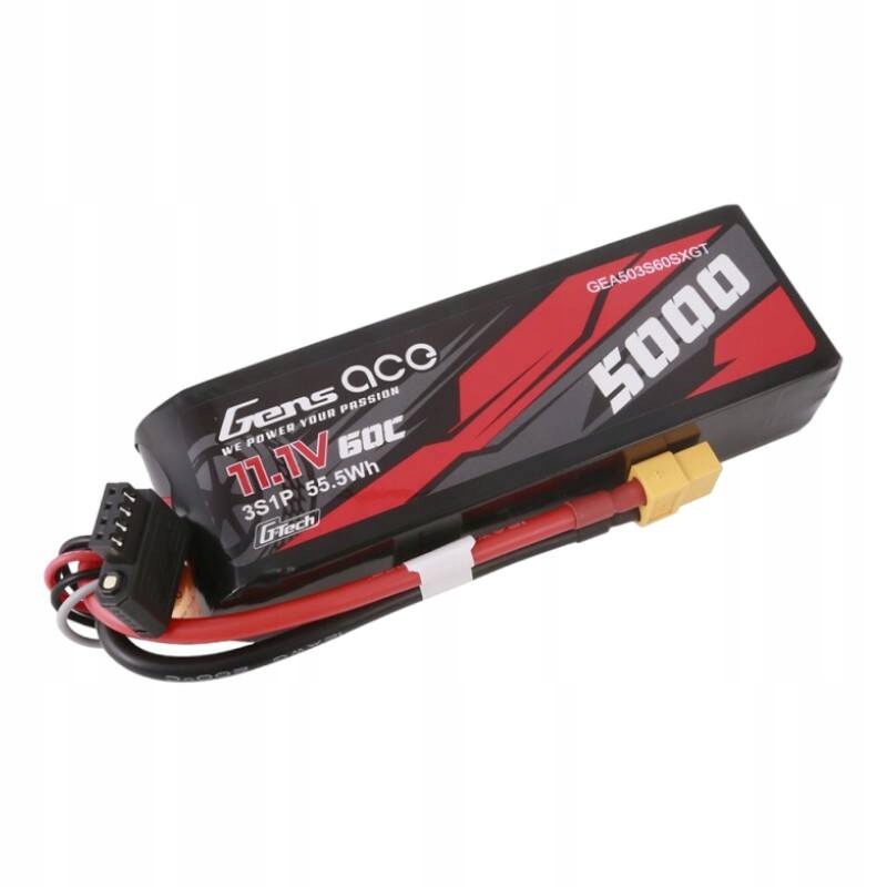 AkumulatorGensaceGTech5000mAh111VShortSizezkonektoremXT60PlugStanopakowaniaoryginalne belsilt Akumuliatorius Gens Ace G Tech 5000mAh 111V Short Size su konektorem XT60 Plug