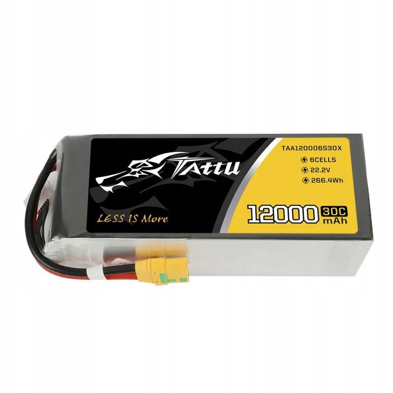 AkumulatorTattu12000mAh222V30C6S1PXT90 belsilt Akumuliatorius Tattu 12000mAh 222V 30C 6S1P XT90