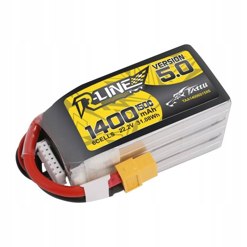 AkumulatorTattuRLine501400mAh222V150C6S1PXT60MarkaTattu belsilt Akumuliatorius Tattu R Line 50 1400mAh 222V 150C 6S1P XT60