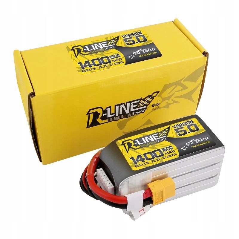 AkumulatorTattuRLine501400mAh222V150C6S1PXT60Symbolbaterii6S1P belsilt Akumuliatorius Tattu R Line 50 1400mAh 222V 150C 6S1P XT60