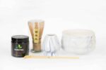 AoZestawTradycyjnyMatcha30gChasenChashakuMatchawan belsilt Matcha ruošimo rinkinys su keramika 30 g su chasen šluotele chashaku šaukšteliu ir matchawan dubenėliu