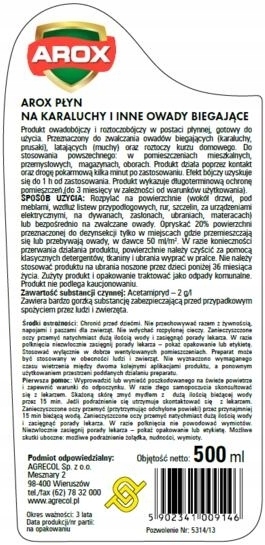 AroxKaraluchyKaratoxplyn500mlProducentArox belsilt Arox Karatox skystis nuo tarakonų 500 ml