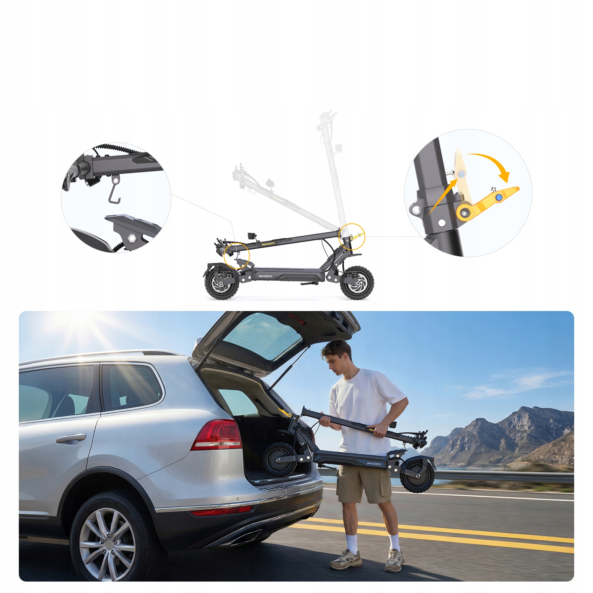 AusomGosoul2ProDualHulajnogaelektryczna2000W90KMNFCShocFreeHamulectarczowymechaniczny belsilt Ausom Gosoul 2 Pro Dual Elektrinis paspirtukas 2000 W 90 km NFC ShocFree 2000W versija 5