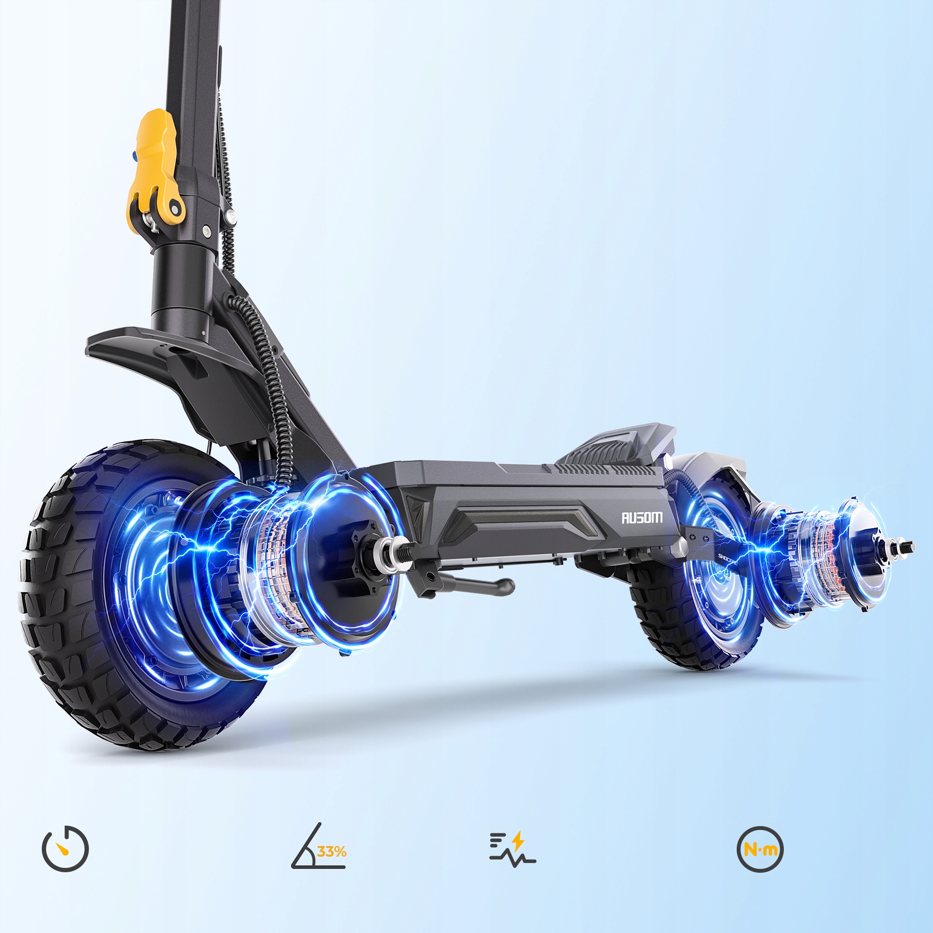 AusomGosoul2ProDualHulajnogaelektryczna2000W90KMNFCShocFreeKolorczarny belsilt Ausom Gosoul 2 Pro Dual Elektrinis paspirtukas 2000 W 90 km NFC ShocFree 2000W versija 5