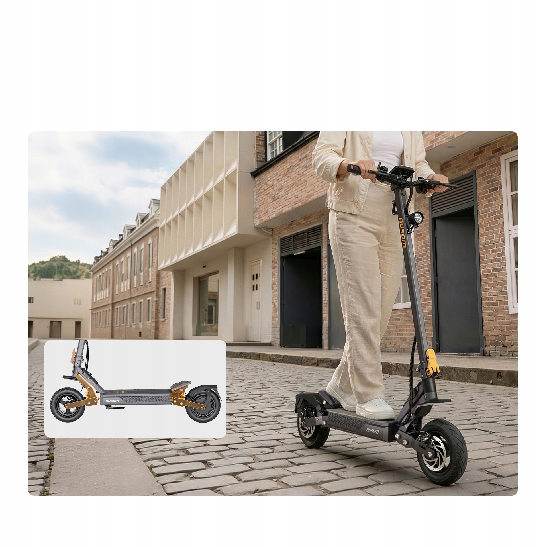 AusomGosoul2hulajnogaelektryczna1100W20kmh70km10BezDetkoweOponyModelAusomGosoul220kmh1100W70km belsilt Ausom Gosoul 2 Elektrinis paspirtukas 1100 W 20 kmh 70 km 10 bekamerės padangos 1100W versija 4