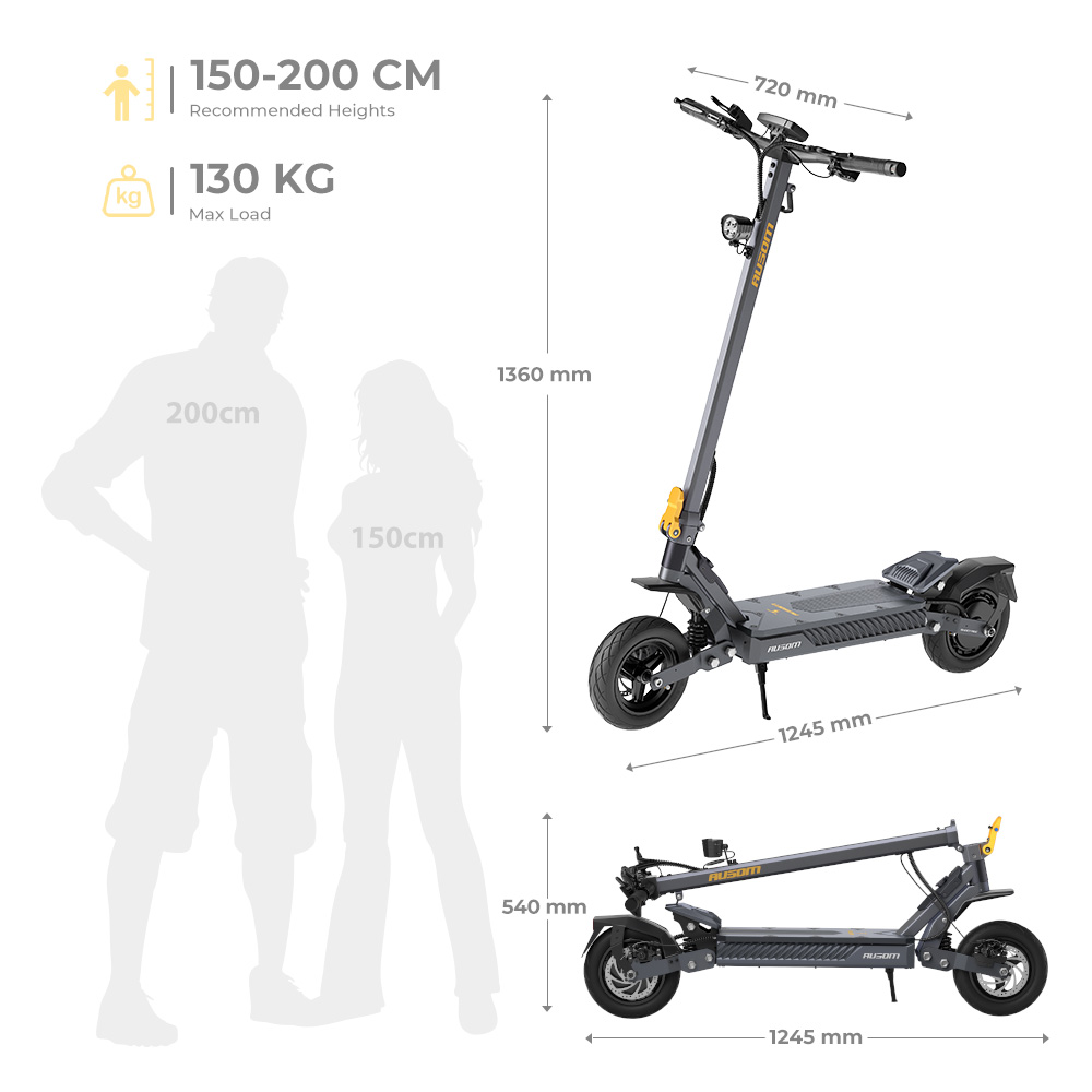 AusomGosoul2hulajnogaelektryczna1100W20kmh70km10BezDetkoweOponyStanopakowaniaoryginalne belsilt Ausom Gosoul 2 Elektrinis paspirtukas 1100 W 20 kmh 70 km 10 bekamerės padangos 1100W versija 4
