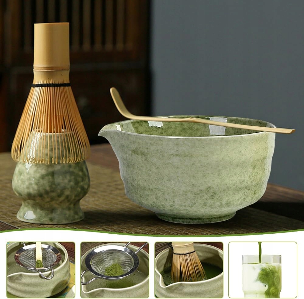 BAMBUSOWYZESTAWDOROBIENIAMATCHYTRZEPACZKALYZKAMIOTELKA7W1PREZENTYEANGTIN822565151849 belsilt Dovanų matcha rinkinys 7w1 su chasen šluotele ir chashaku šaukšteliu startui
