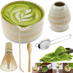 Dovanų matcha rinkinys 6w1 su chasen ir chashaku šaukšteliu