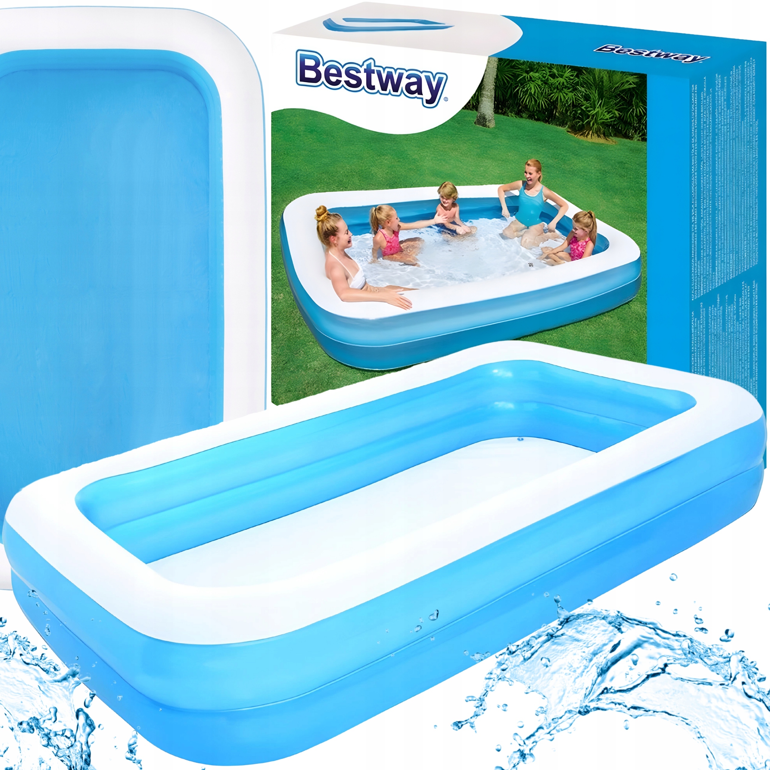BASENOGRODOWYDMUCHANYDUZYRODZINNYPROSTOKATNYOGRODBESTWAY305x183cmPojemnosc1161l belsilt Pripučiamas lauko baseinas Bestway 305x183cm