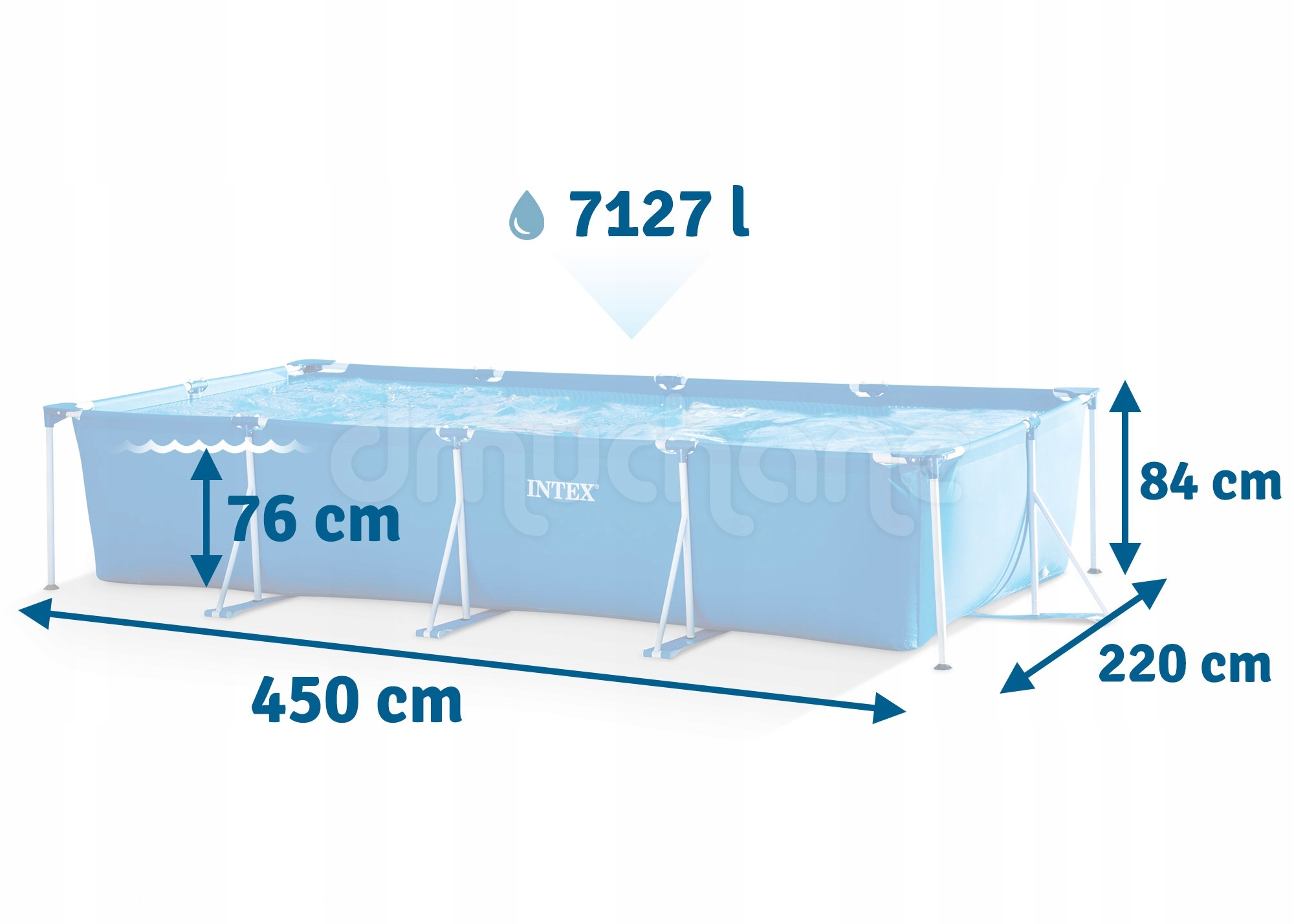 BASENOGRODOWYSTELAZOWYINTEX28273450x220x84DUZYMODEL2026EANGTIN078257282739 belsilt Karkasinis lauko baseinas Intex 450x220x84 cm 28273 variantas 4