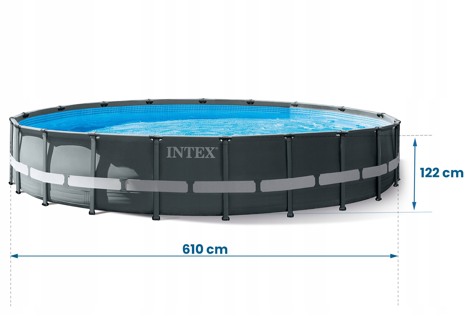 BASENSTELAZOWYOGRODOWYZPOMPADRABINKA610x122INTEX26334Zestaw11w1Szerokoscproduktu610cm belsilt Karkasinis lauko baseinas Intex 610×122 cm su kopėtėlėmis rinkinys 26334 variantas 6