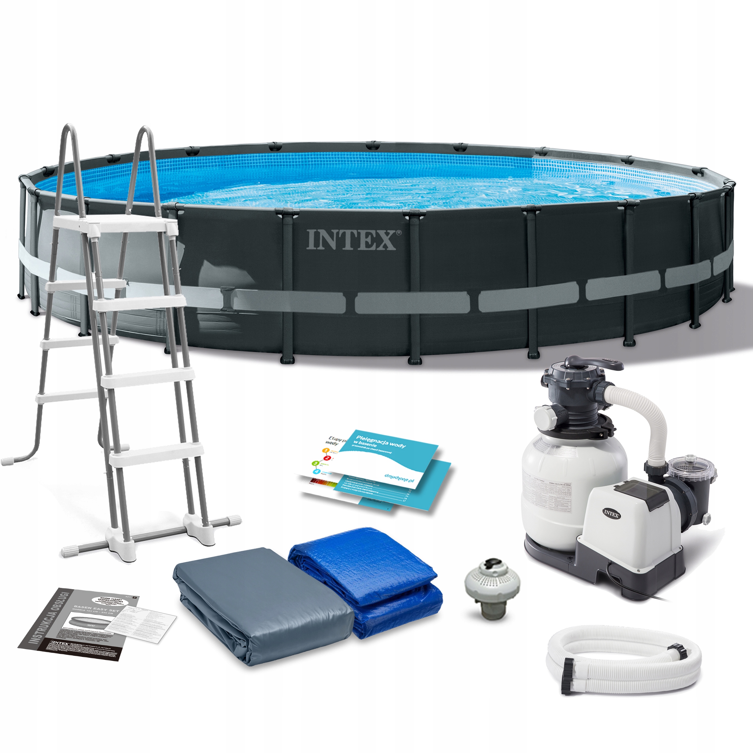 BASENSTELAZOWYOGRODOWYZPOMPADRABINKA610x122INTEX26334Zestaw11w1 belsilt Karkasinis lauko baseinas Intex 610×122 cm su kopėtėlėmis rinkinys 26334 variantas 6