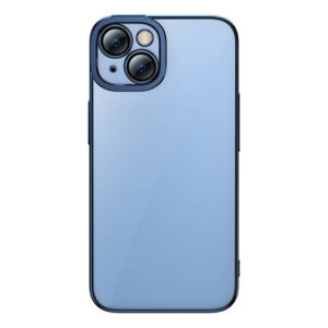 Baseus Glitter dėklas + stiklas Apple įrenginiams iPhone 14 Plus / 15 Plus mėlynas