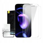 BASEUSZESTAW2XSZKLOHARTOWANEZPOWLOKAPRZECIWPYLOWAIPHONE14PROMAX belsilt Baseus rinkinys 2X grūdintas stiklas su iPhone 14 Pro max