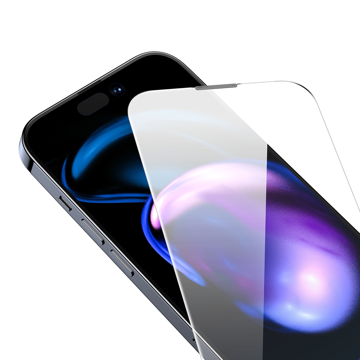 BASEUSZESTAW2XSZKLOHARTOWANEZPOWLOKAPRZECIWPYLOWAIPHONE14PROMAXLiczbasztukwopakowaniu2szt1 belsilt Baseus rinkinys 2X grūdintas stiklas su iPhone 14 Pro max