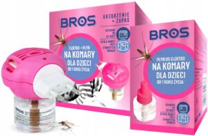 BROS elektrofumigatorius vaikams su 2 skysčio papildymais nuo uodų 60 naktų  vaikams