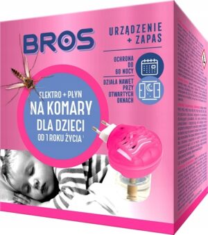BROS elektrinis prietaisas su skysčiu nuo uodų vaikams 60 naktų  vaikų kambariui