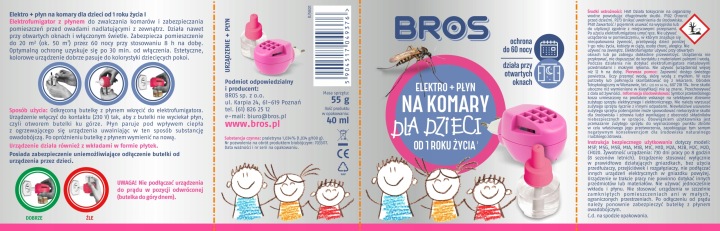 BROSElektroplynnakomarydladzieci60nocyKodproducenta4532 belsilt BROS elektrinis prietaisas su skysčiu nuo uodų vaikams 60 naktų vaikams