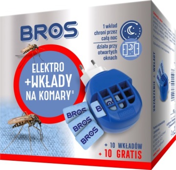 BROSElektrofumigatorowadobojczynakomarypluswklady1 belsilt BROS elektrofumigatorius nuo uodų su keičiamais įdėklais miegamajam