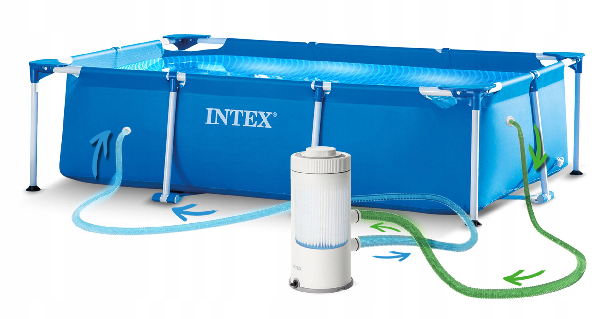 BasenogrodowystelazowyINTEX300x200ZESTAW16w1POKRYWAPOMPAMODEL2026Wysokosc75cm belsilt Karkasinis lauko baseinas Intex 300×200 cm su pompa su uždangalu 2026