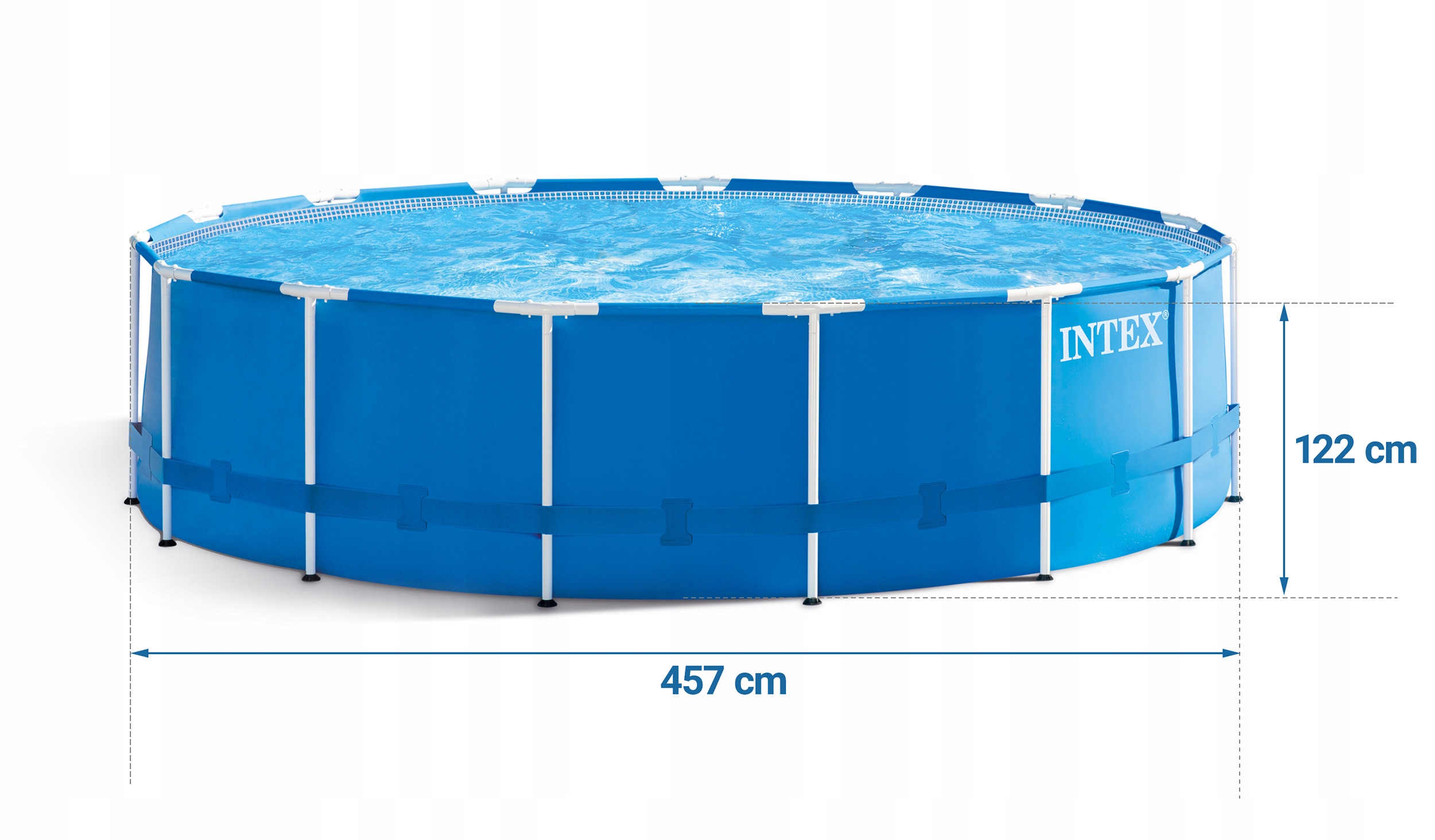 BasenogrodowystelazowyZESTAW12w1457x122INTEXDlugosc457cm belsilt Karkasinis lauko baseinas Intex 457×122 cm rinkinys variantas 2