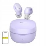 BaseusSluchawkiBezprzewodoweDokanaloweTWSBowieBluetooth53Fioletowe belsilt Baseus belaidės į ausis dedamos ausinės TWS Bowie Bluetooth 53 violetinės