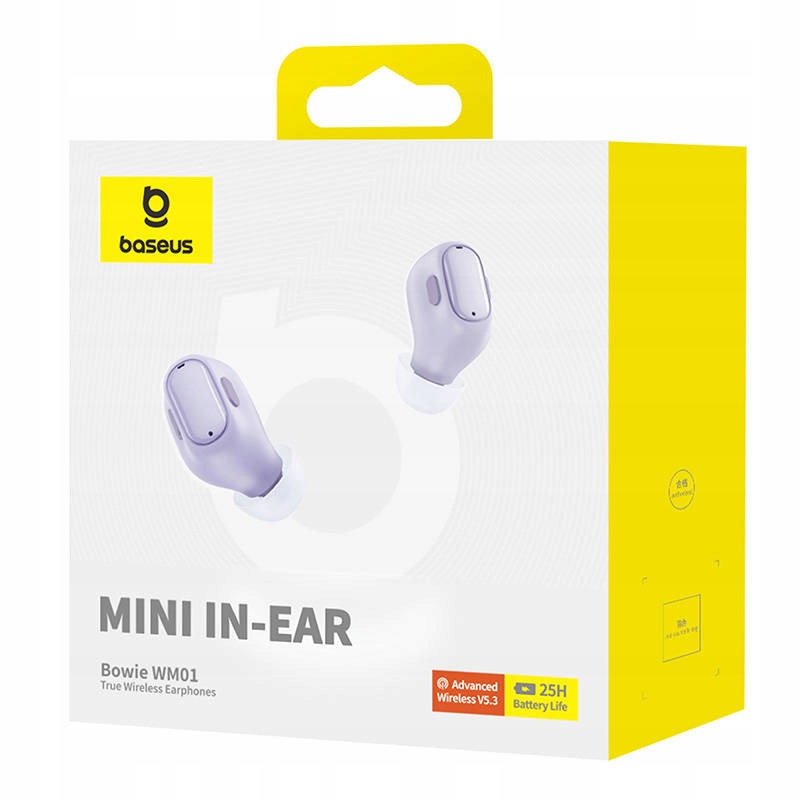 BaseusSluchawkiBezprzewodoweDokanaloweTWSBowieBluetooth53FioletoweKolordominujacyfioletowy belsilt Baseus belaidės į ausis dedamos ausinės TWS Bowie Bluetooth 53 violetinės