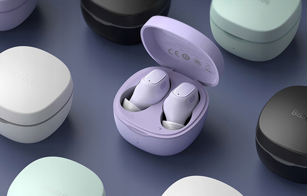 BaseusSluchawkiBezprzewodoweDokanaloweTWSBowieBluetooth53FioletoweRegulacjaglosnoscitak belsilt Baseus belaidės į ausis dedamos ausinės TWS Bowie Bluetooth 53 violetinės