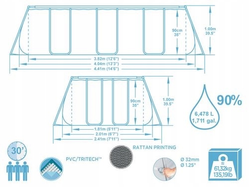 Bestway56721BasenStelazowyOgrodowy404x201x100cmPompaDrabinkaPojemnosc6478l belsilt Karkasinis lauko baseinas Bestway 404x201x100cm su pompa su kopėtėlėmis 56721 variantas 3