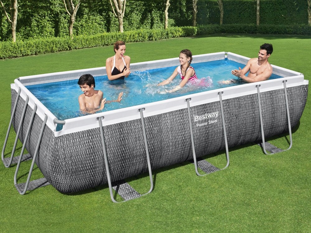 Bestway56721BasenStelazowyOgrodowy404x201x100cmPompaDrabinkaStanopakowaniaoryginalne belsilt Karkasinis lauko baseinas Bestway 404x201x100cm su pompa su kopėtėlėmis 56721 variantas 3