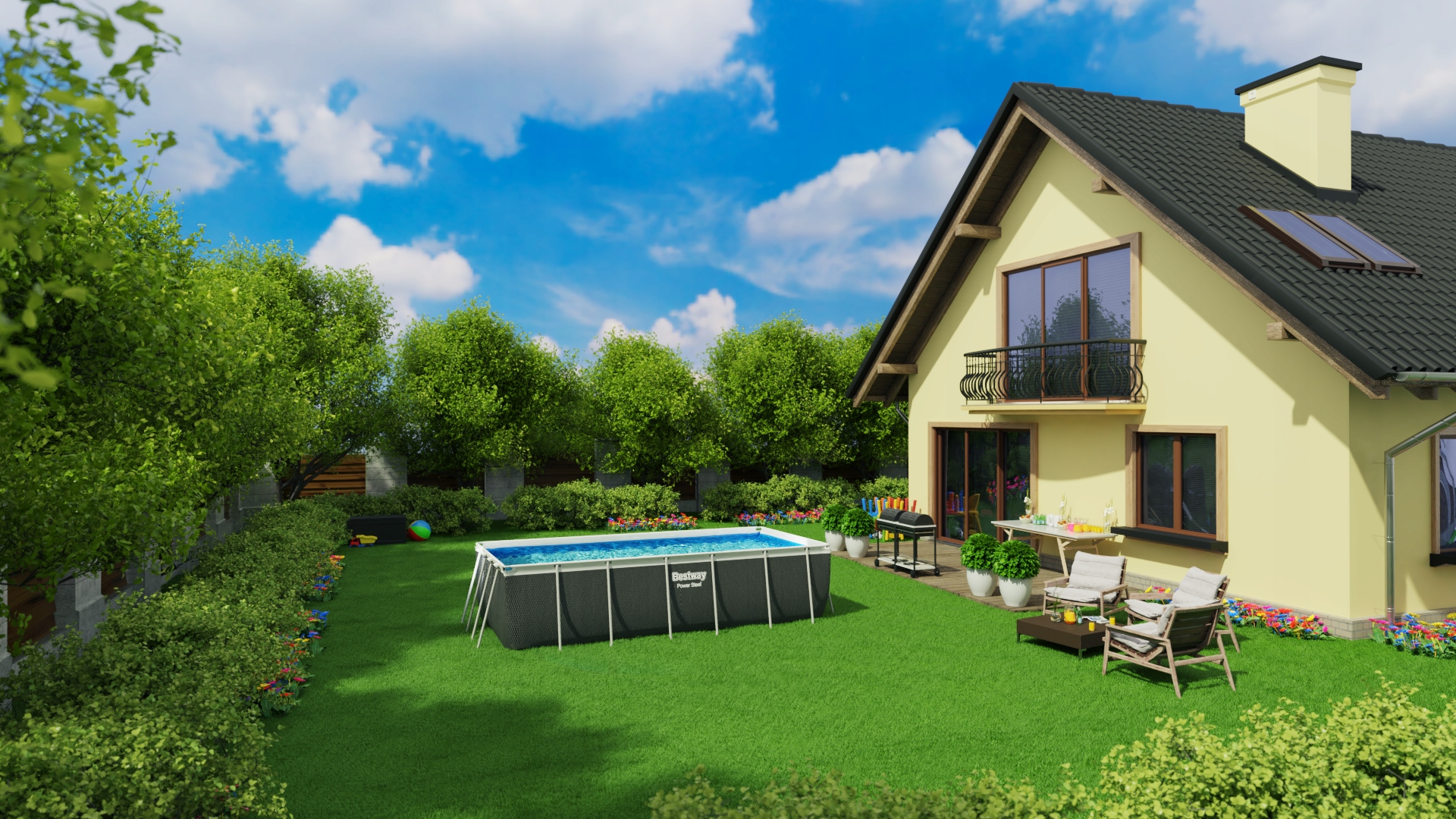 Bestway56721BasenStelazowyOgrodowy404x201x100cmPompaDrabinkaWysokosc100cm belsilt Karkasinis lauko baseinas Bestway 404x201x100cm su pompa su kopėtėlėmis 56721 variantas 3