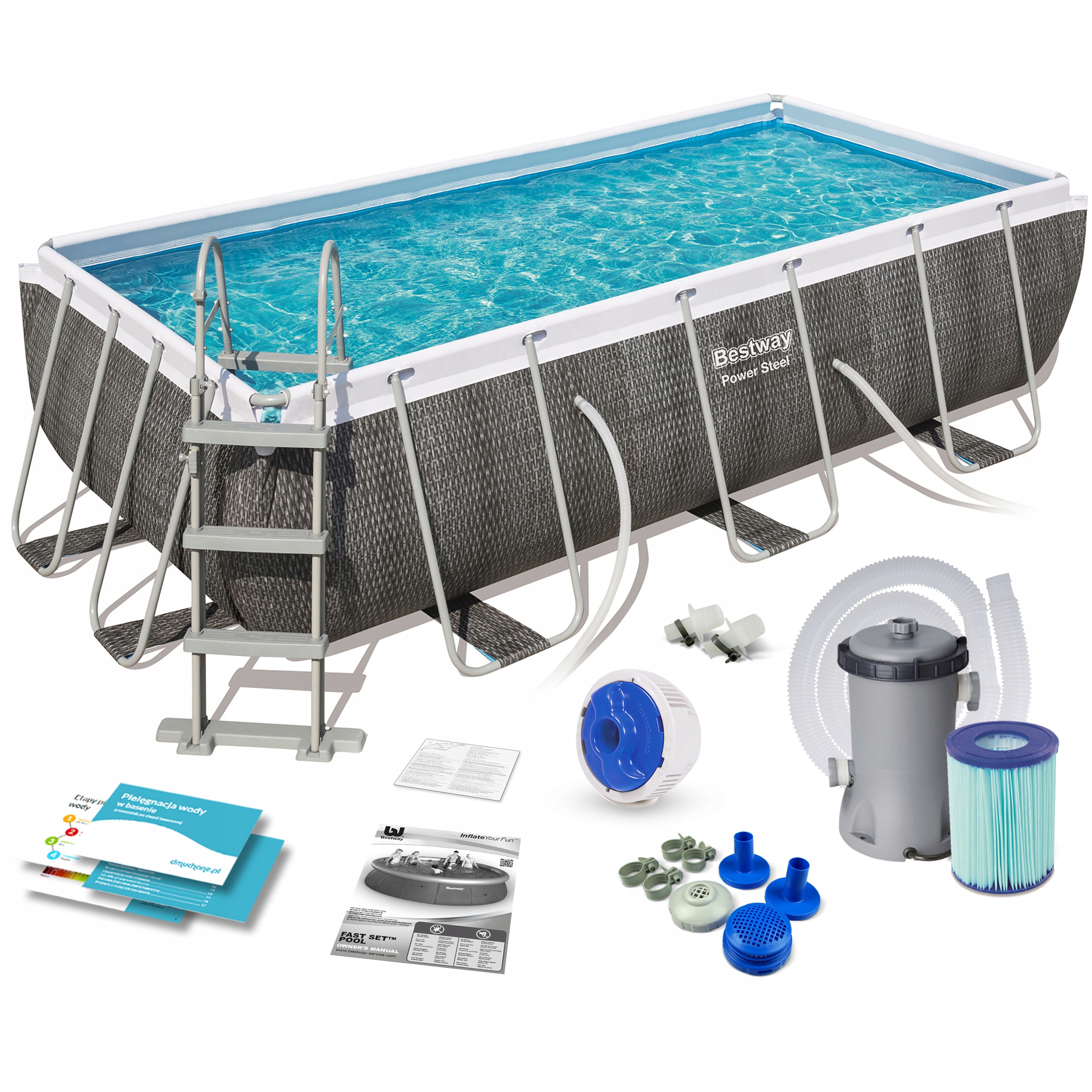 Bestway56721BasenStelazowyOgrodowy404x201x100cmPompaDrabinka belsilt Karkasinis lauko baseinas Bestway 404x201x100cm su pompa su kopėtėlėmis 56721 variantas 3