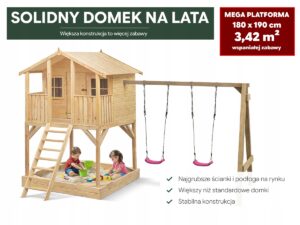 BezpiecznydlaalergikowduzydomekplaczabawsolidnakonstrukcjaXXL belsilt Vaikų lauko žaidimų aikštelė su nameliu smėlio 180x190cm