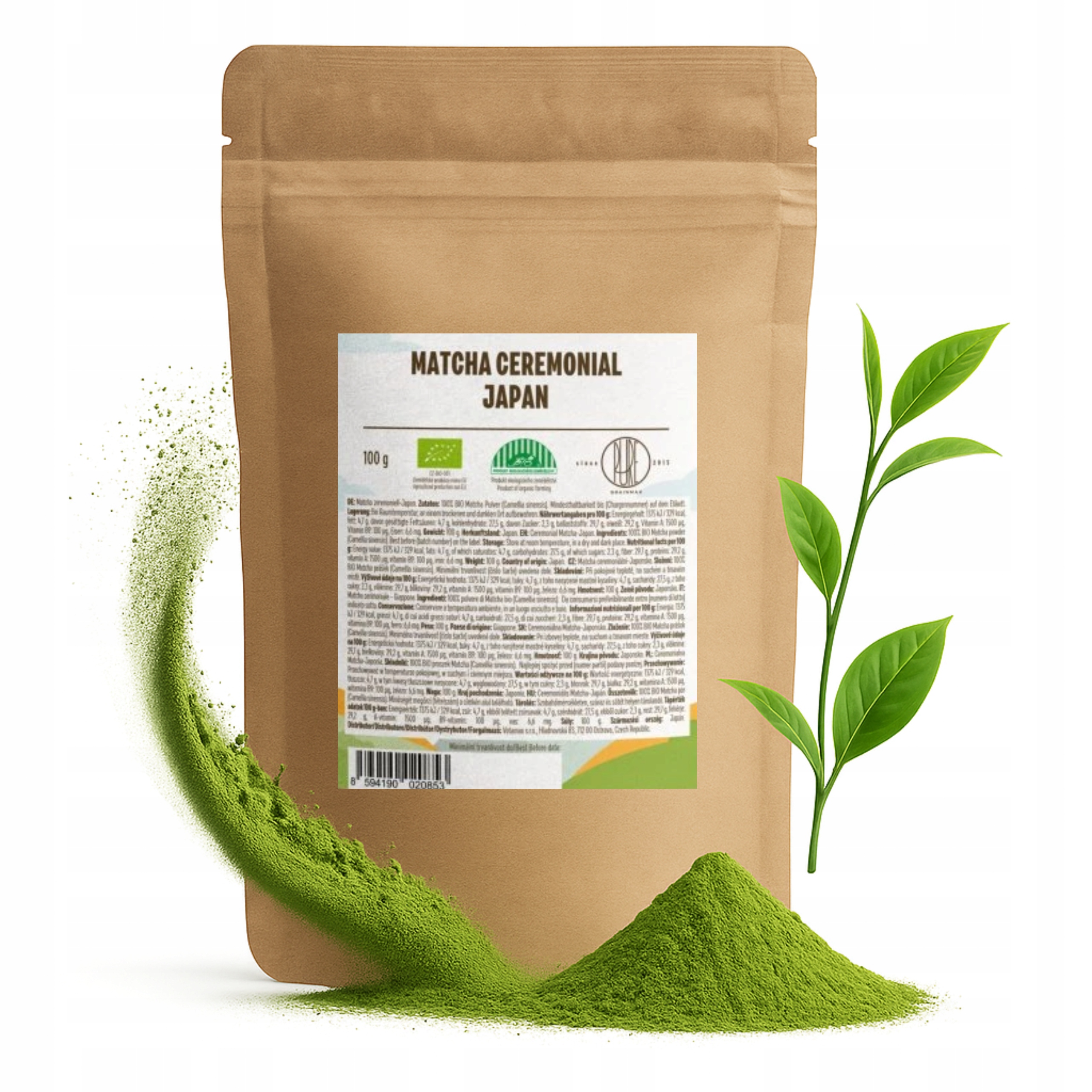 BrainMaxPureMatchaCeremonialJapanBIO100gMarkabezmarki belsilt Japoniška matcha arbata Brainmax Pure 100 g bio ceremoninė
