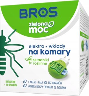 BROS Zielona Moc elektrinis prietaisas su 10 įdėklų nuo uodų  miegamajam