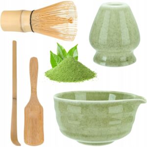 Matcha ruošimo rinkinys 5w1 su chasen šluotele ir chashaku šaukšteliu