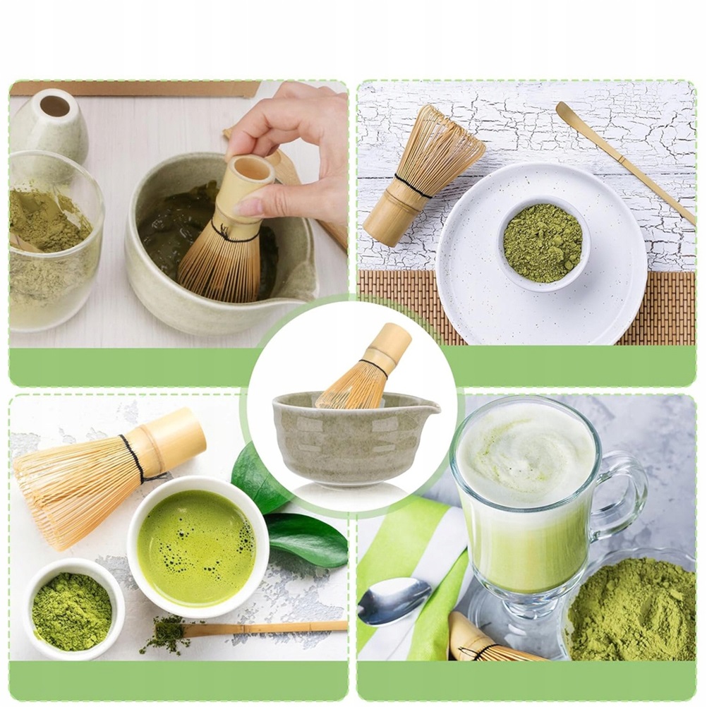 CERAMIKAZESTAWDOROBIENIAMATCHYTRZEPACZKALYZKACHASENMIOTELKA5W1EANGTIN3185202122488 belsilt Matcha ruošimo rinkinys 5w1 su chasen šluotele ir chashaku šaukšteliu