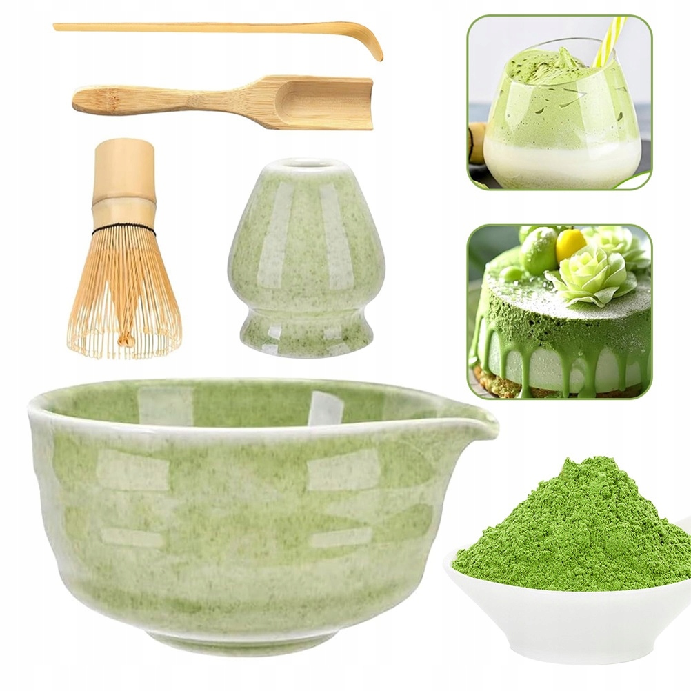 CERAMIKAZESTAWDOROBIENIAMATCHYTRZEPACZKALYZKACHASENMIOTELKA5W1Waga950g belsilt Matcha ruošimo rinkinys 5w1 su chasen šluotele ir chashaku šaukšteliu