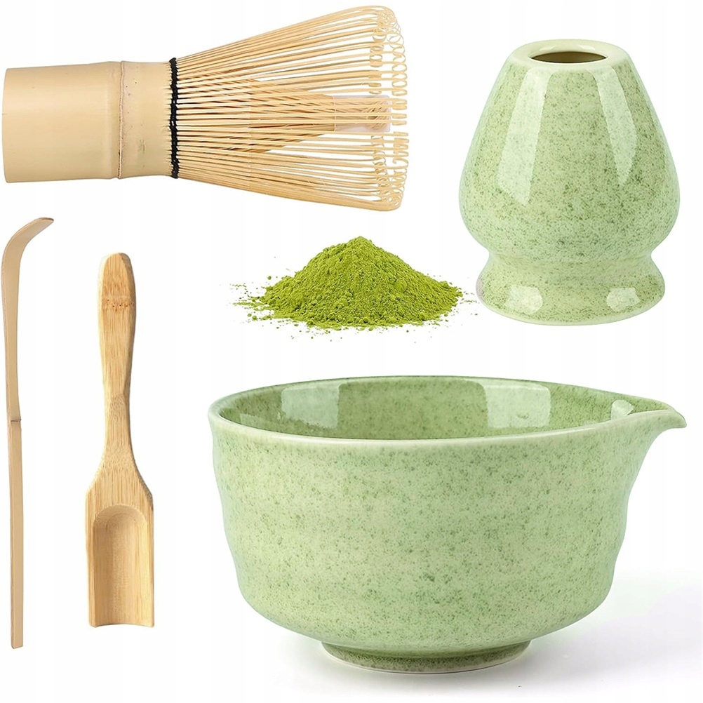 CERAMIKAZESTAWDOROBIENIAMATCHYTRZEPACZKALYZKACHASENMIOTELKA5W1Wagaproduktuzopakowaniemjednostkowym07kg belsilt Matcha ruošimo rinkinys 5w1 su chasen šluotele ir chashaku šaukšteliu